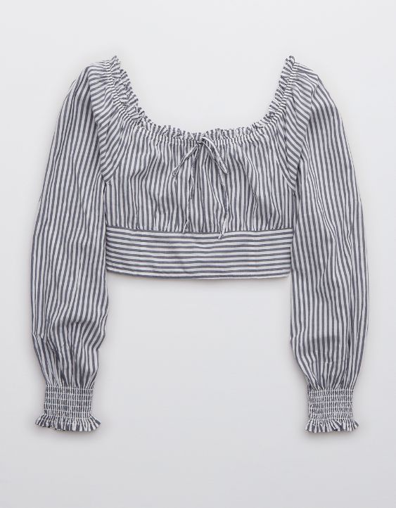 Aerie Woven Pretty Long Sleeve Top