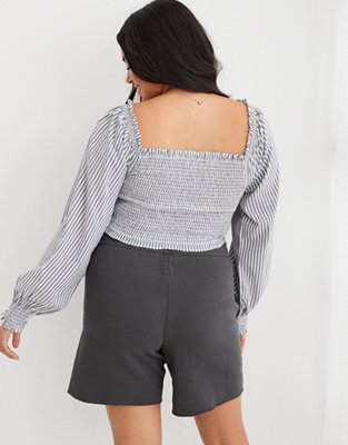 Aerie Woven Pretty Long Sleeve Top