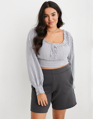 Aerie Woven Pretty Long Sleeve Top