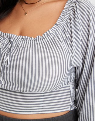 Aerie Woven Pretty Long Sleeve Top