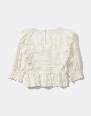 Женские топы Aerie Ruffle Eyelet Top — фото 4