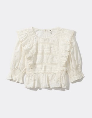 Женские топы Aerie Ruffle Eyelet Top — фото 3