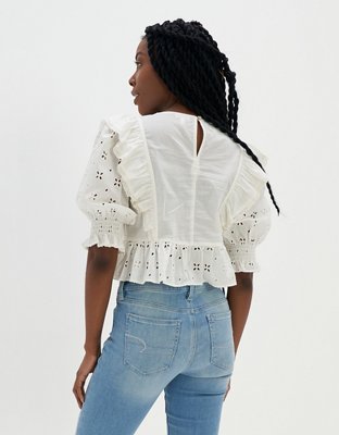 Aerie Ruffle Eyelet Top