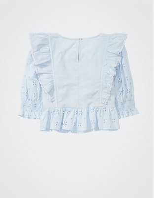 Blusa con volantes y ojales Aerie