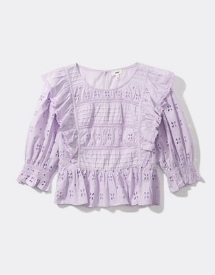 Aerie Ruffle Eyelet Top