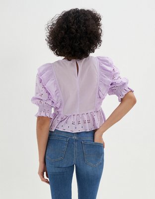 Aerie Ruffle Eyelet Top