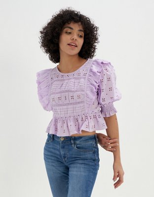 Aerie Ruffle Eyelet Top