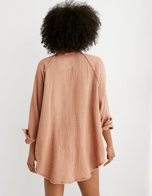 Aerie Gauzy Coverup Shirt
