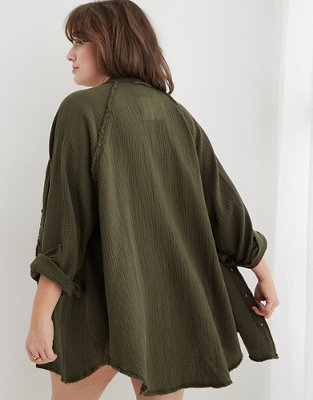Aerie Gauzy Coverup Shirt