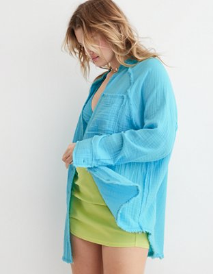 Aerie Gauzy Coverup Shirt
