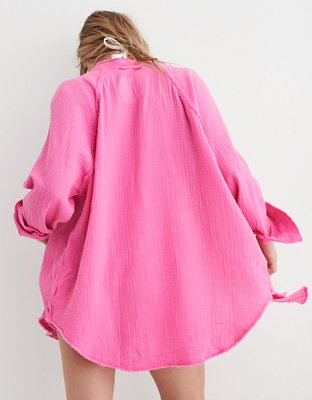 Aerie Gauzy Coverup Shirt