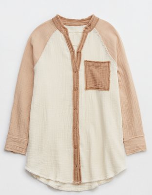 Aerie Gauzy Coverup Shirt