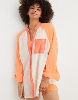 Aerie Gauzy Coverup Shirt