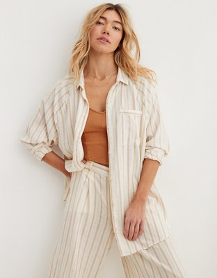 Aerie Linen Blend Coverup Shirt