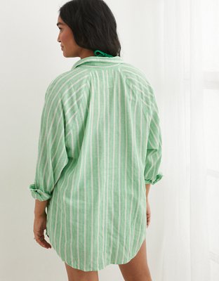 Aerie Linen Blend Coverup Shirt