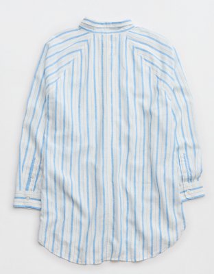 Женские рубашки Aerie Pool-To-Party Linen Blend Cover Up Shirt — фото 5