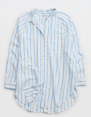 Женские рубашки Aerie Pool-To-Party Linen Blend Cover Up Shirt — фото 4