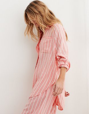 Aerie Linen Blend Coverup Shirt