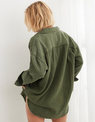 Aerie Gauzy Coverup Shirt