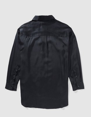 Aerie Camisa de Satén con Botones