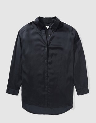 Aerie Camisa de Satén con Botones