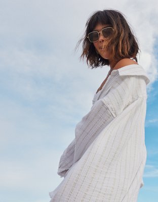 Aerie Gauzy Coverup Shirt