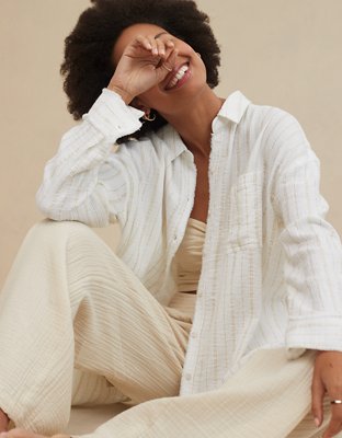 Aerie Gauzy Coverup Shirt
