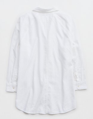 Aerie Pool-To-Party Linen Blend Cover Up Shirt