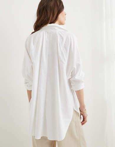 Aerie Pool-To-Party Linen Edition Cover Up Shirt