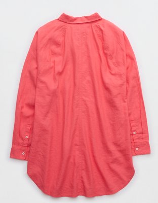 Aerie Linen Blend Coverup Shirt