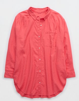 Aerie Linen Blend Coverup Shirt