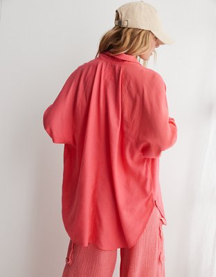 Aerie Linen Blend Coverup Shirt