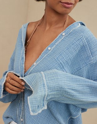 Aerie Gauzy Coverup Shirt