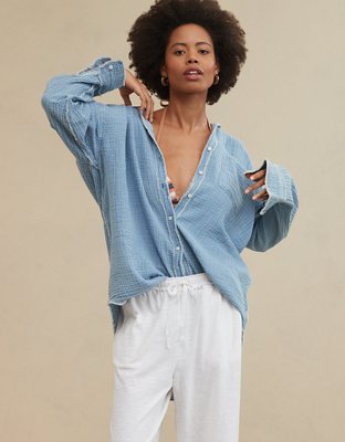 Aerie Gauzy Coverup Shirt