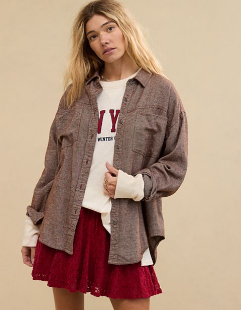 Женские рубашки Aerie Anytime Fave Twill Shirt