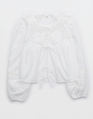 Aerie Long Sleeve Tie Front Top