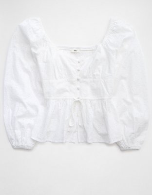 Aerie Long Sleeve Peplum Top