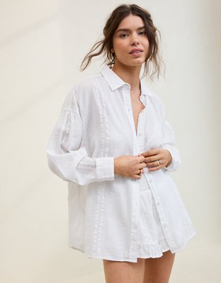 Aerie Seersucker Cover Up Shirt