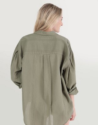 Aerie Seersucker Coverup Shirt