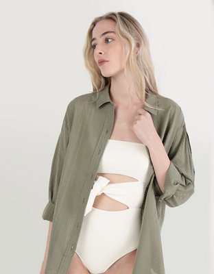 Aerie Seersucker Coverup Shirt