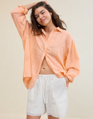 Aerie Seersucker Cover Up Shirt