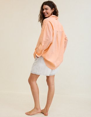 Aerie Seersucker Cover Up Shirt