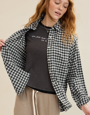 Aerie Anytime Fave Flannel Button Down Shirt