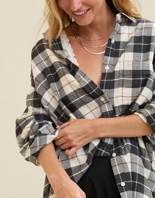 Aerie Anytime Fave Flannel Button Down Shirt