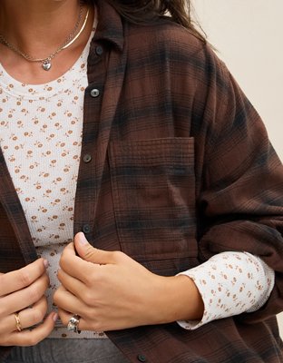Aerie Anytime Fave Flannel Button Down Shirt