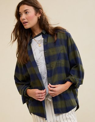 Aerie Anytime Fave Flannel Button Down Shirt