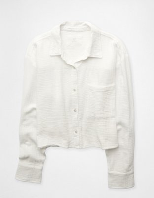 Aerie Good Day Cropped Cover Up Shirt