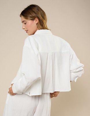 Aerie Good Day Cropped Cover Up Shirt