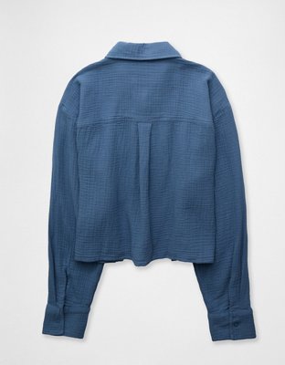 Aerie Good Day Cropped Cover Up Shirt