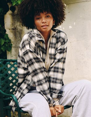 Aerie Anytime Fave Flannel Button Down Shirt